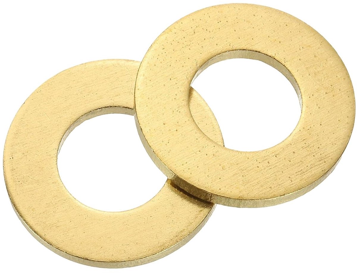 Set van 4 sluitringen, M14 x 28 mm x 2,5 mm, messing ring, sluitringen, assortiment, platte borgringen, afdichtring, metalen schijven voor schroeven, bouten, moeren
