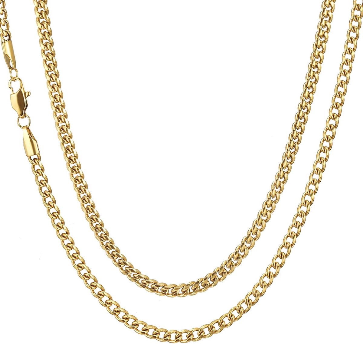 Ketting voor Heren Zilver/Goud/Zwart Cubaanse Herenketting Roestvrij Staal Klassieke Pantserketting 3/4/5/6/7/8mm Hip Hop Halsketting Lengtes 45-65cm Sieraad Cadeau voor Mannen Dames