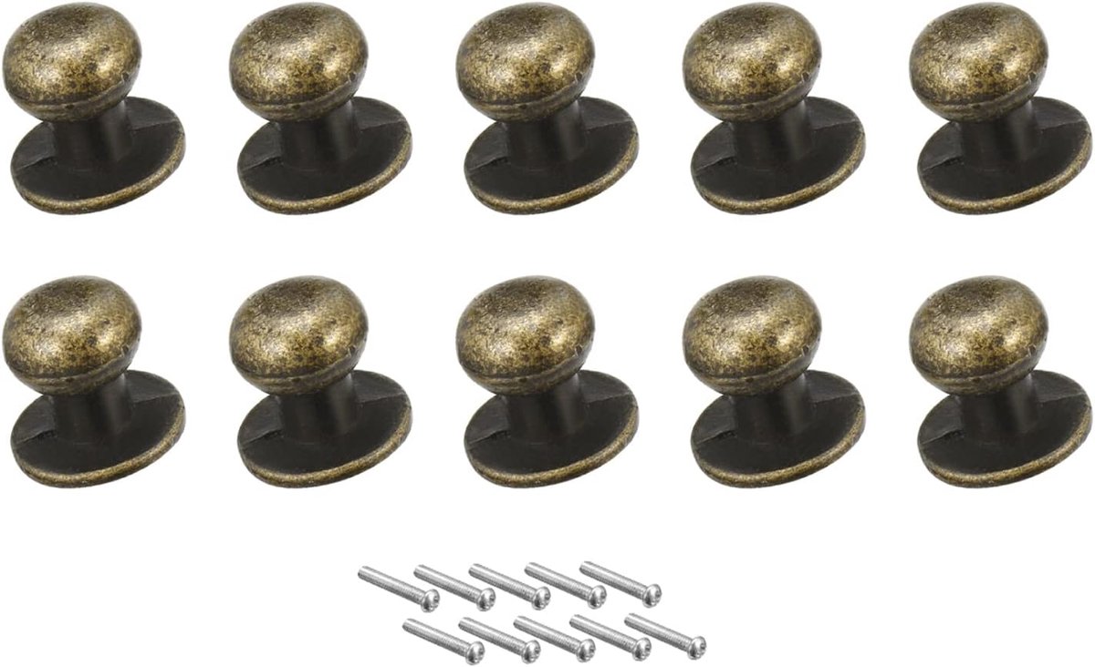 Mini lade trekt (12 mm/0,47 ") 10 stuks, zinklegering mini ronde kop knoppen trekhandvat met schroeven - voor thuis kast lade handvat, brons