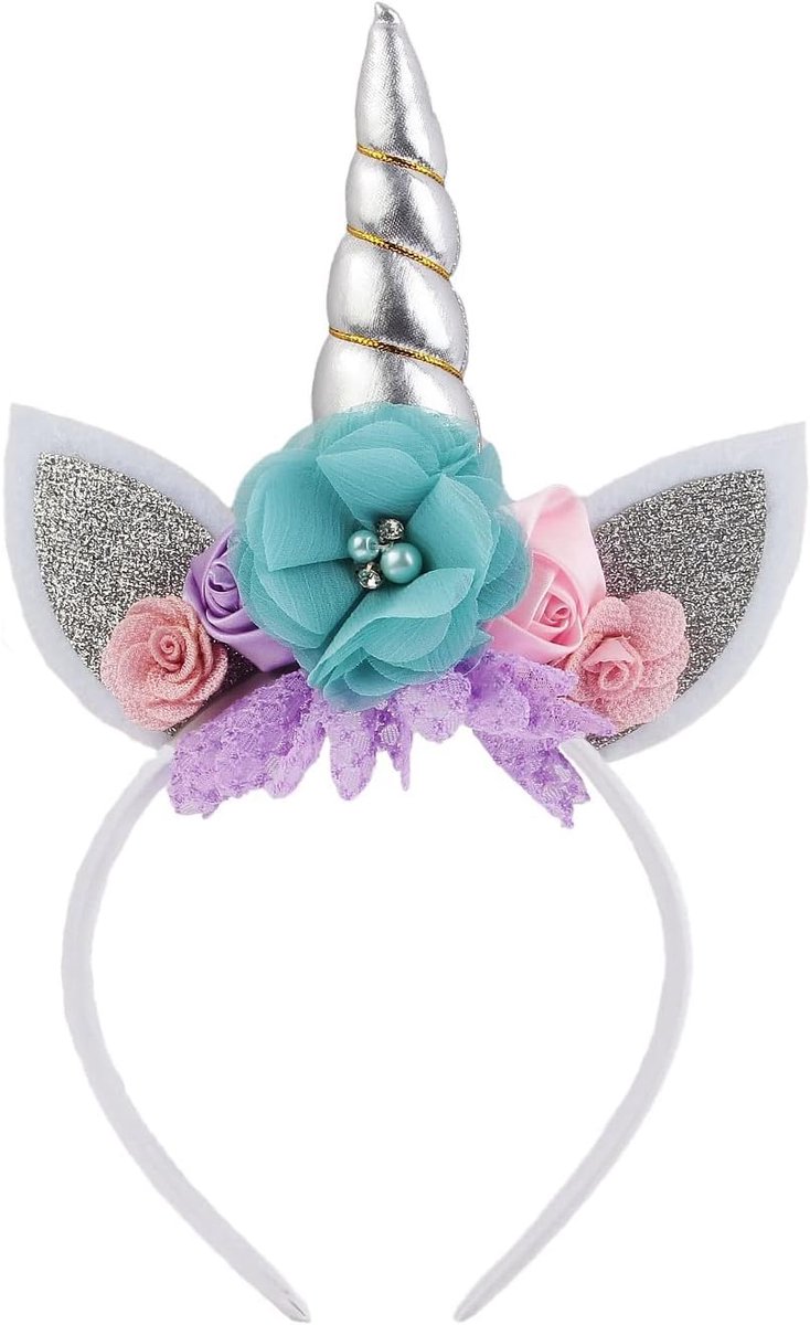 Glitter Eenhoorn Hoorn Hoofdband Kat Oor Bloem Hoofdbanden Accessoire voor Eenhoorn Verjaardagsfeestartikelen