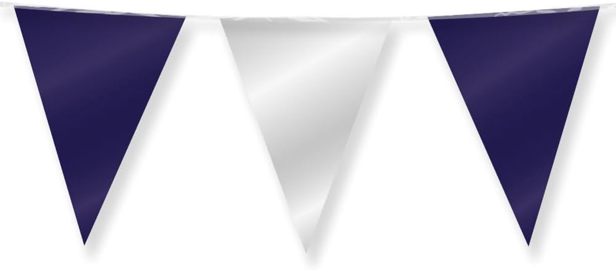 Feestvlaggenlijn 10 meter - Elegant donkerblauw/zilver - Dubbelzijdig van folie - Herbruikbaar voor elke gelegenheid - SnelShoppen