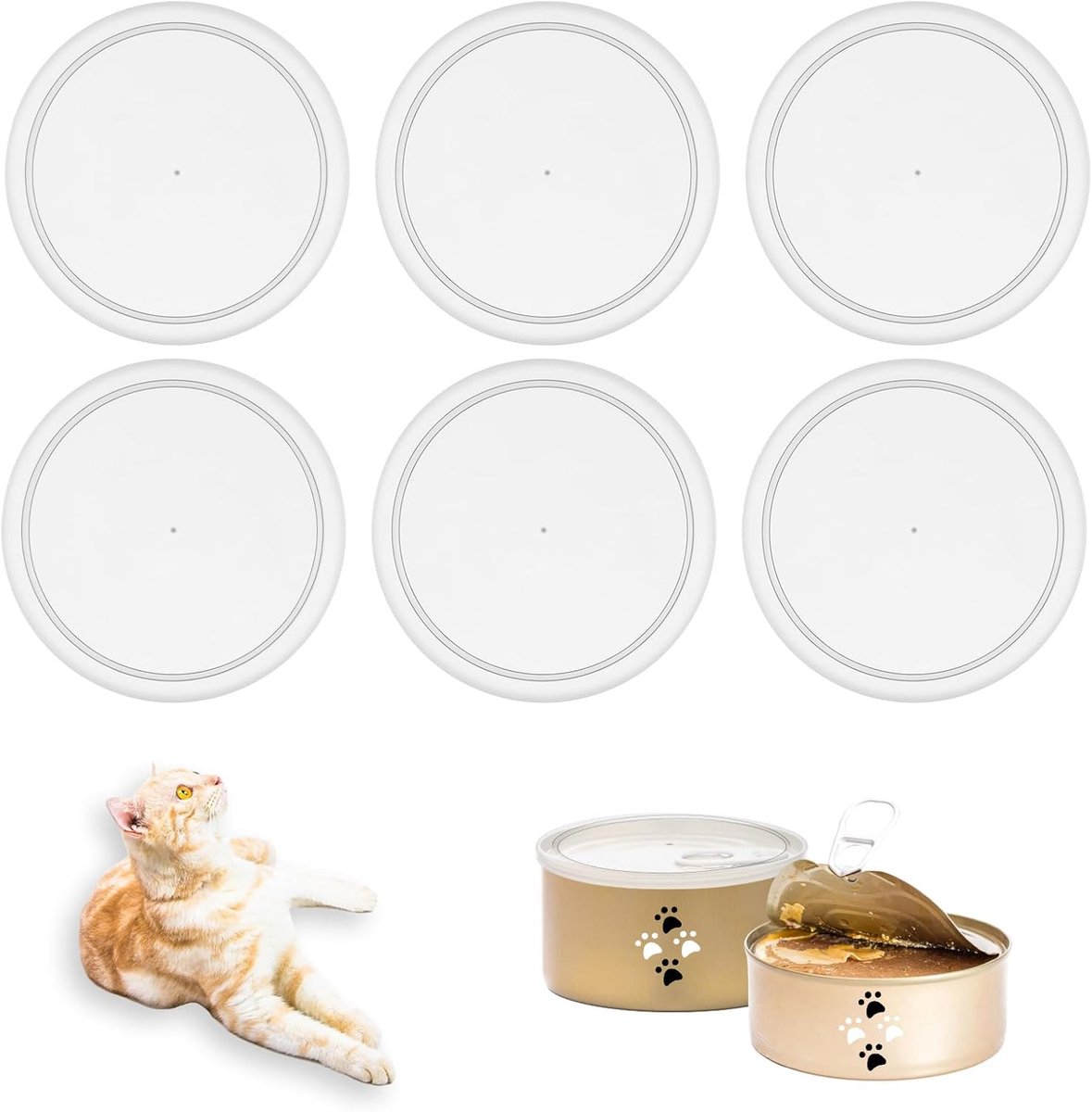 6 stuks deksel voor blikjes, 100mm kunststof blikjesdeksel, afwasbaar blikjesluiting voor 800g blikjes, transparant blikjesdeksel voor kattenvoer, hondenvoer, voedselopslag (100mm)