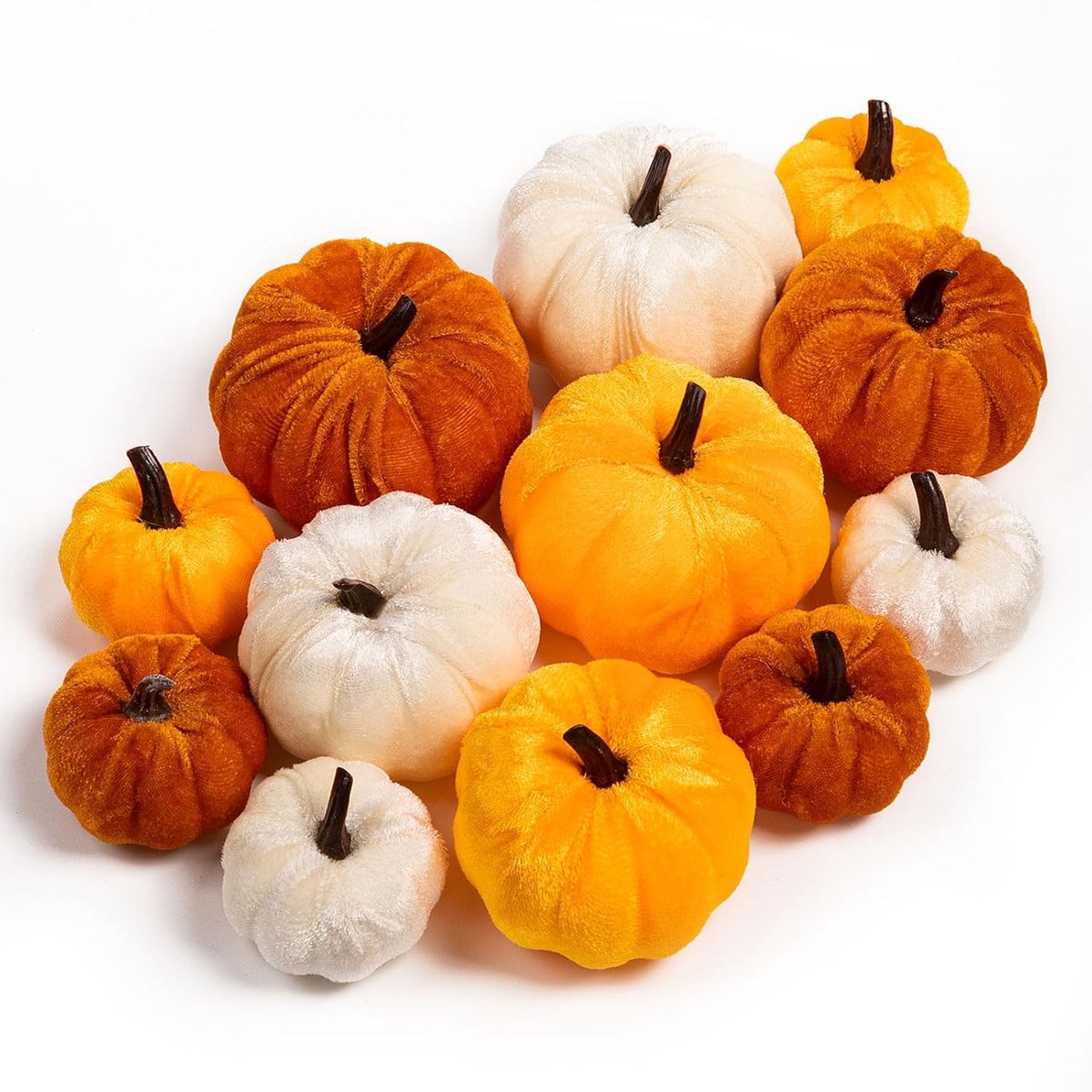 Herfstdecoratie pompoen pluche, mini kleine herfst kunstmatige pompoen voor herfstoogst, Halloween, Thanksgiving Home tafeldecoratie (12 stuks, oranje)
