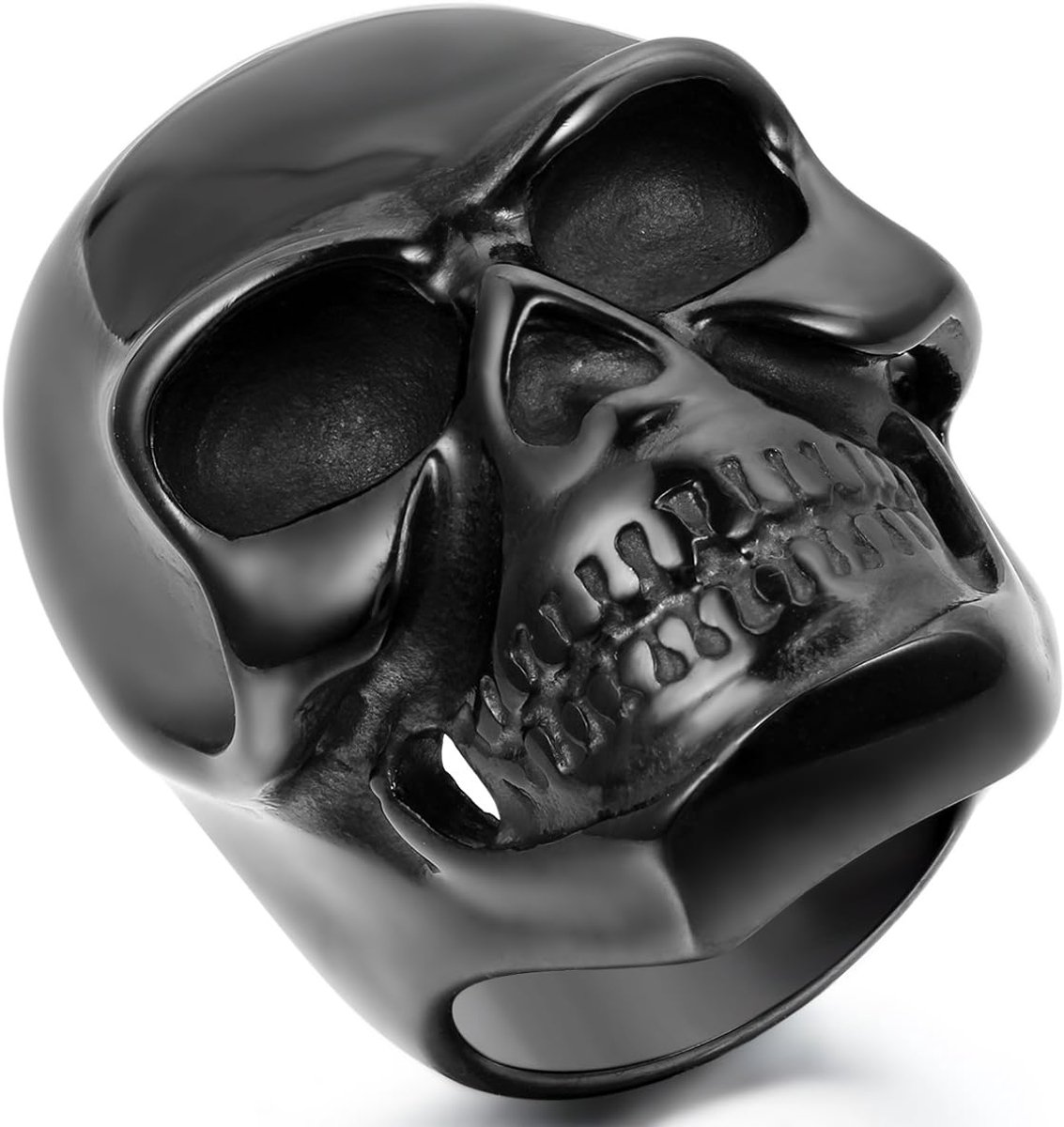 Coole grote doodskop gothic doodskop roestvrij staal ring voor heren zwart wijnrood maten naar keuze