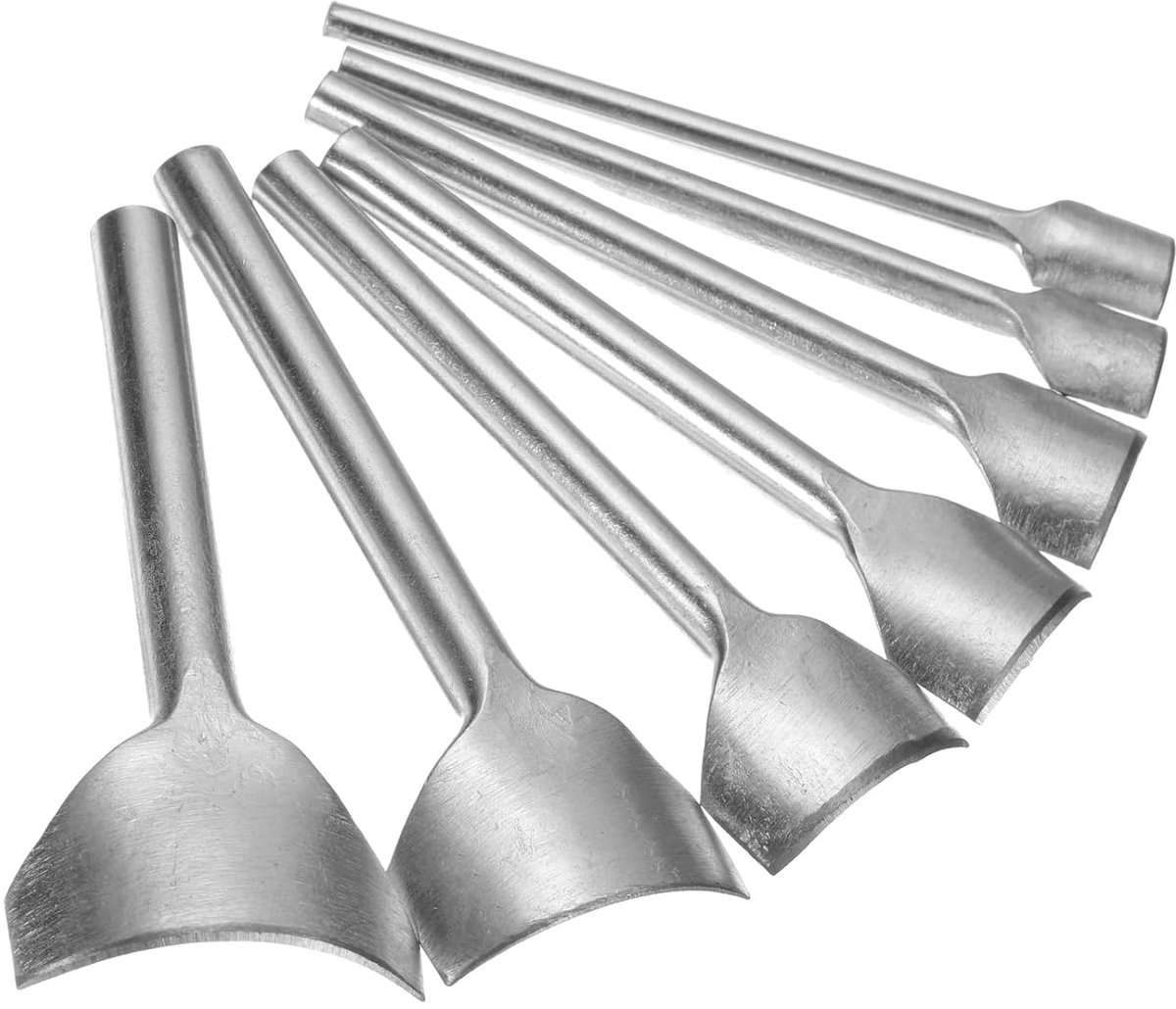 7 stuks lederen ponsen in de vorm van een boog, 10 mm - 40 mm, ledersnijder in de vorm van een boog, cutter voor riemuiteinden, gebogen stans van ijzer voor het maken van riemen,