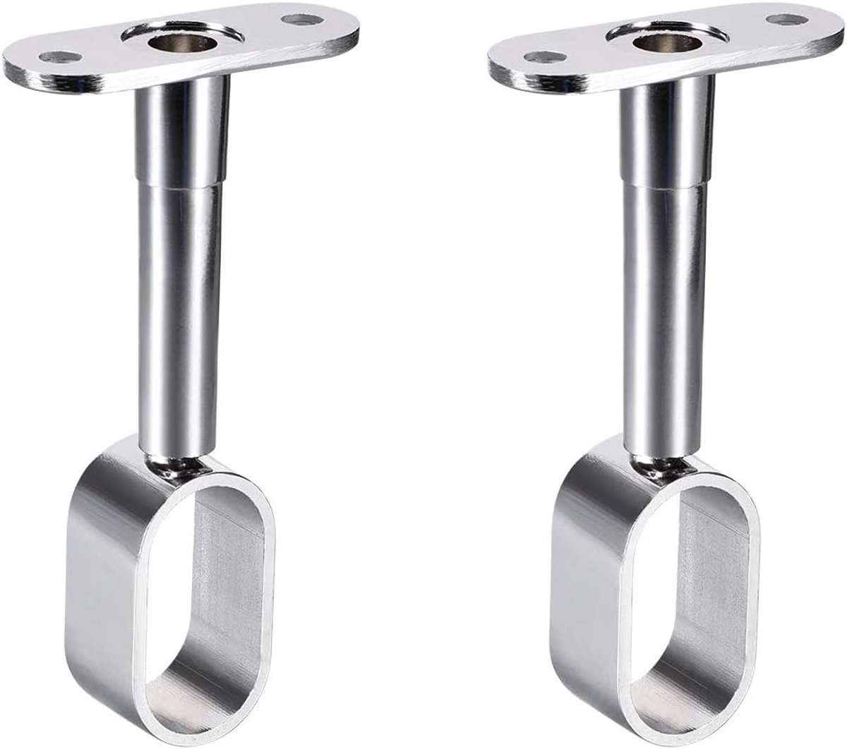 Sourcing map 2 stuks kledingkast buishouder voor stang 16 x 30 mm, 84-105 mm hoogte (zilverkleurig)