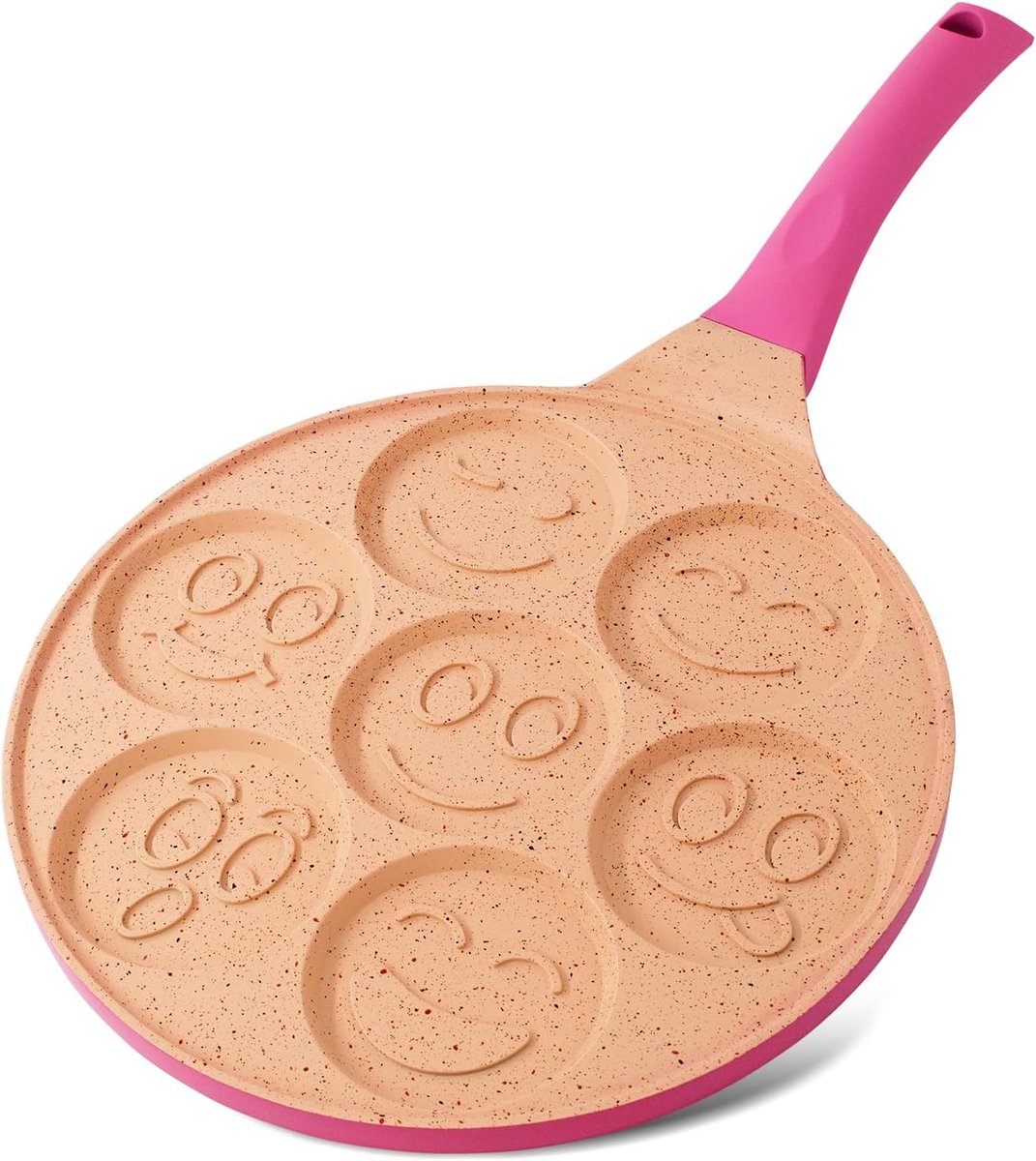 7 Hole Pancake Pan Lichtgewicht Gegoten Aluminium 26.6cm Inductie Pancake Frying Pan - Multifunctionele Pannenkoek - Roze