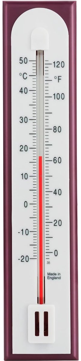 Kamerthermometer voor gebruik als kamertemperatuur-thermometer-monitor in het thuiskantoor, tuin of broeikas, eenvoudige wandmontage binnen en buiten (bordeaux)