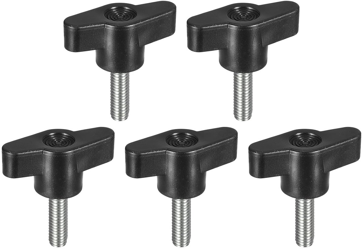 5 stuks spanschroefknop, M6 x 20 mm, handvat voor kartelschroeven in T-vorm van koolstofstaal voor snelle vervanging van schroeven met T-greep