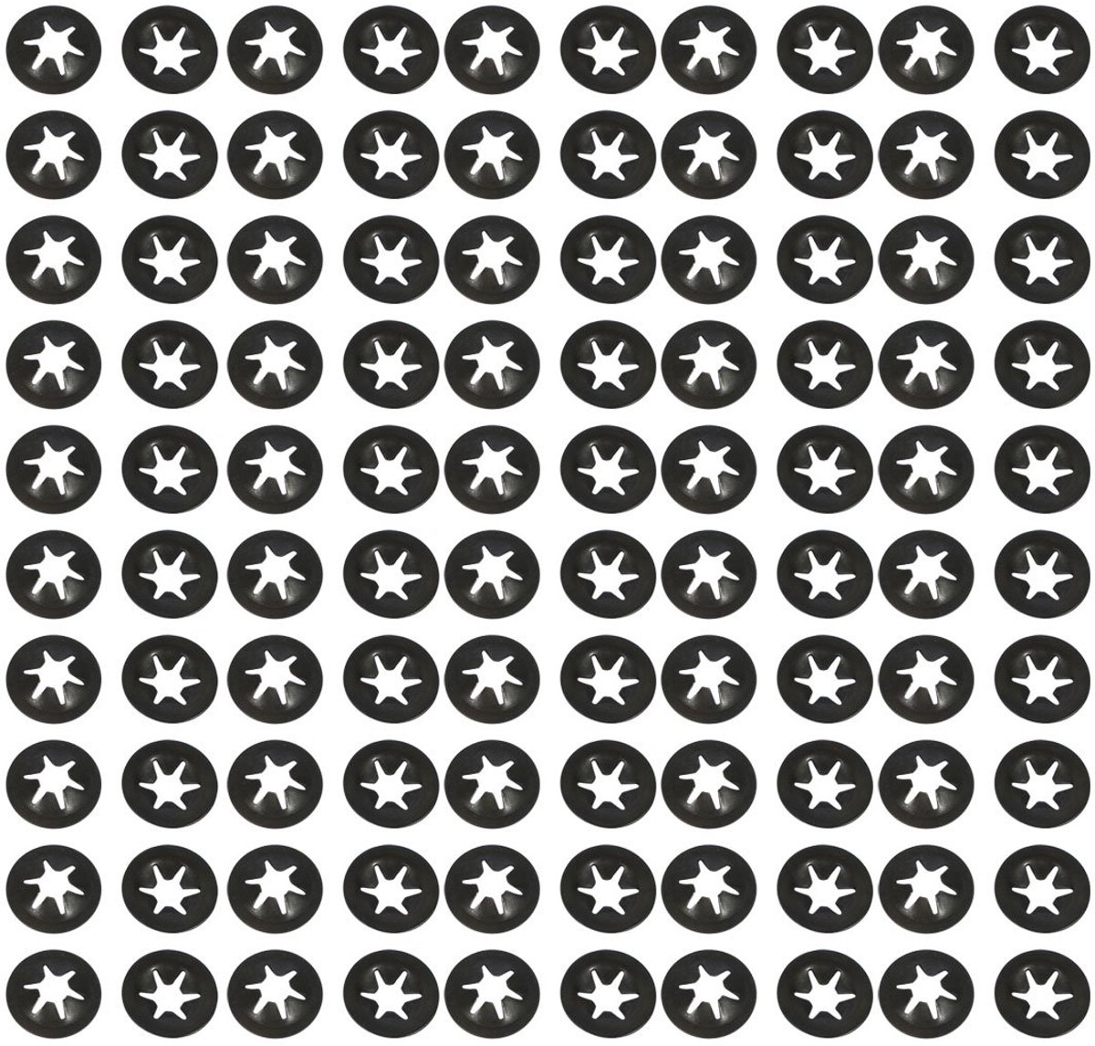 Map 100 stuks 4 mm x 12 mm binnentand ster Starlock slot sluitringen