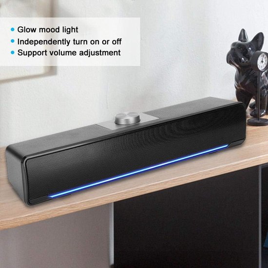 Mini Soundbar - Muziek Speaker - Desktop Audio - DSP Bass Technologie - Draadloos - Zwart van MINI — afbeelding 2