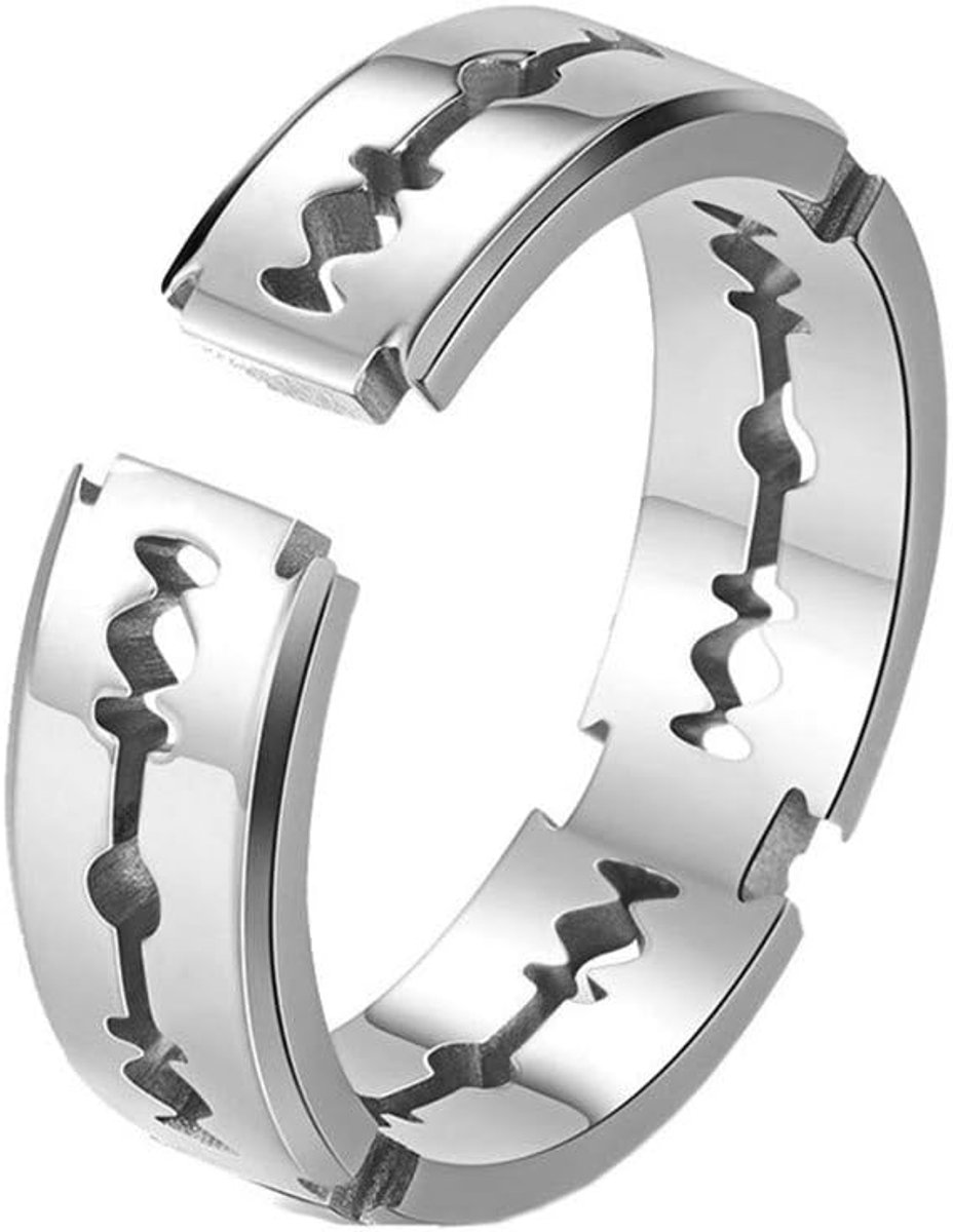 Hol scheermes, roestvrijstalen ring, heren, Zilver