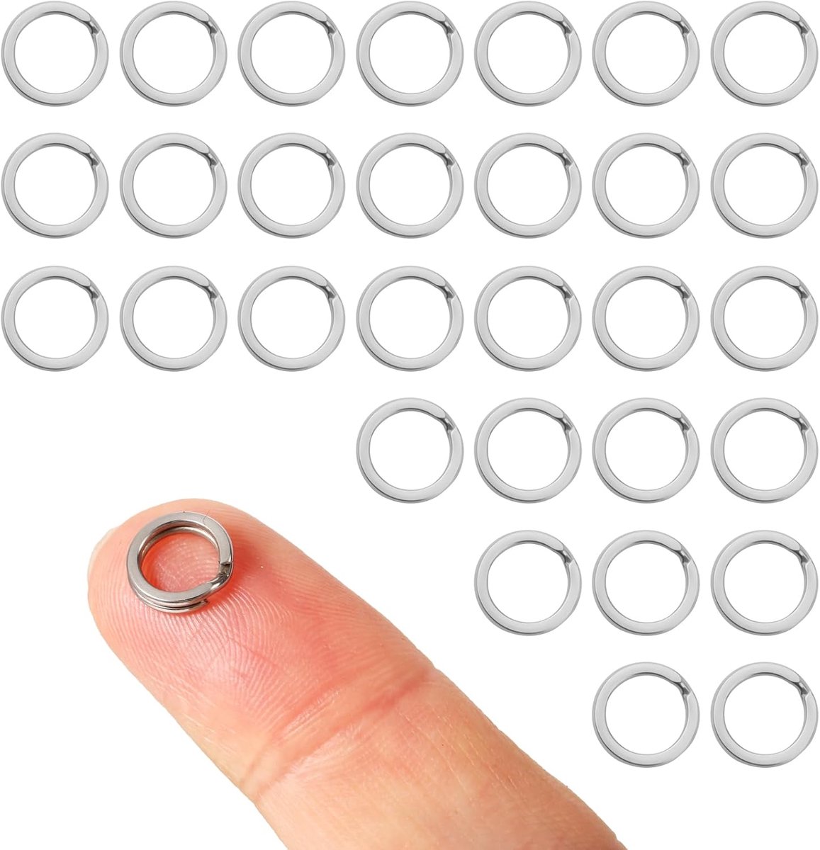 30 Stuks Ronde Sleutelhangers van Roestvrij Staal, 9mm Zilver Gespleten Springring Accessoire voor Hondenidentificatie voor Het Maken Sieraden en Het Organiseren van Autosleutels