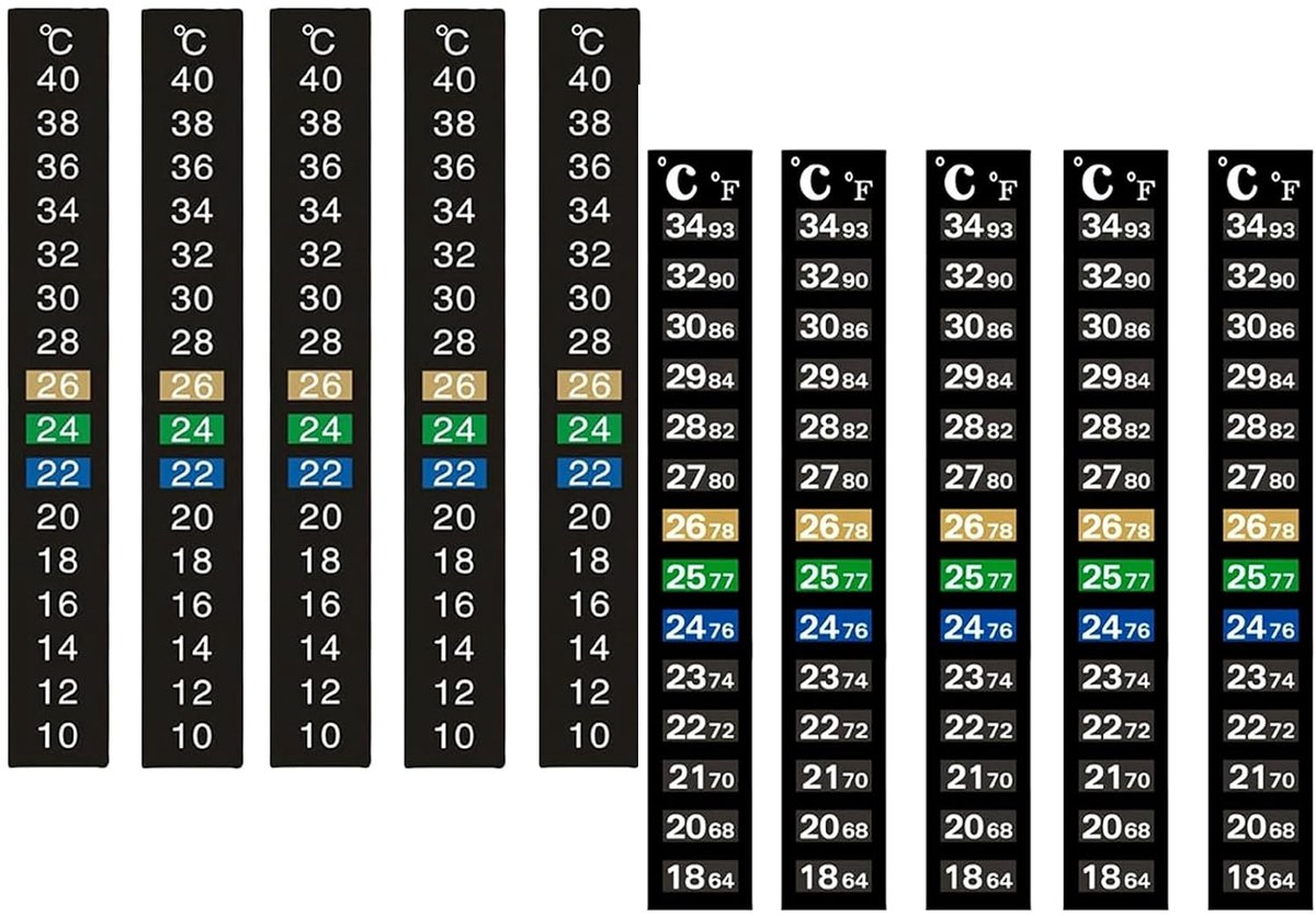10 stuks stickers thermometer voor aquarium, 10 - 40 °C, zelfklevend, voor aquaria, herbruikbaar, digitaal, voor aquaria en watertanks