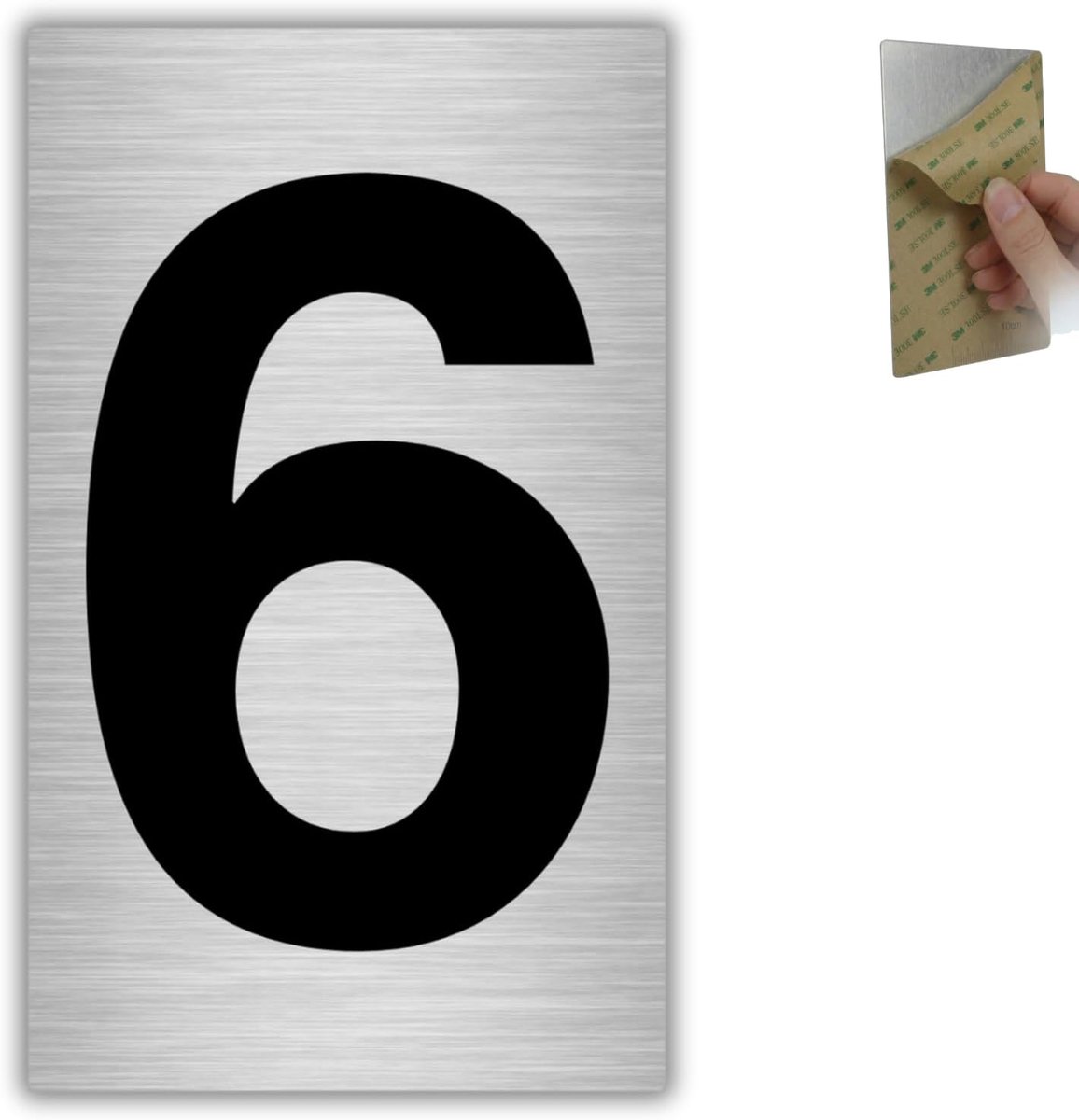 Huisnummer Nr. 6-4x6,5 cm - Aluminium - Cijfer voor Buitendeur | Huisnummer Sticker, Nummerbord Adres, Plaatje Portaalnummer, Cijfer Brievenbus, Nummering Hotelkamer, Cijferbord Muur