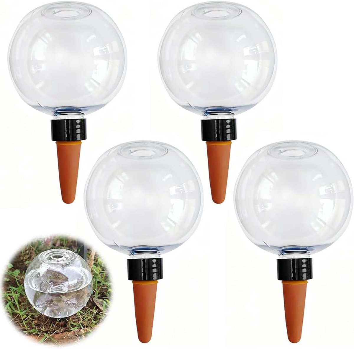 4 stuks waterballen voor planten, zelfbewatering, irrigatiebal, planten irrigatie, zelfbewatering voor binnen en buiten, automatische transparante plantenirrigatie (transparant)