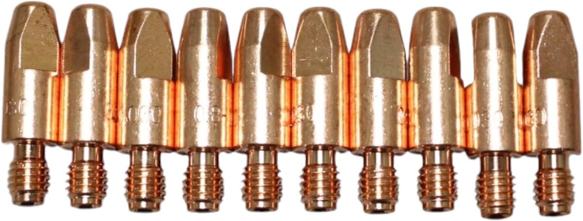 Flow nozzles 0,8 mm - E-Cu - M6x28 - Geschikt voor MIG/MAG type 25/24/240 - ShopVlot