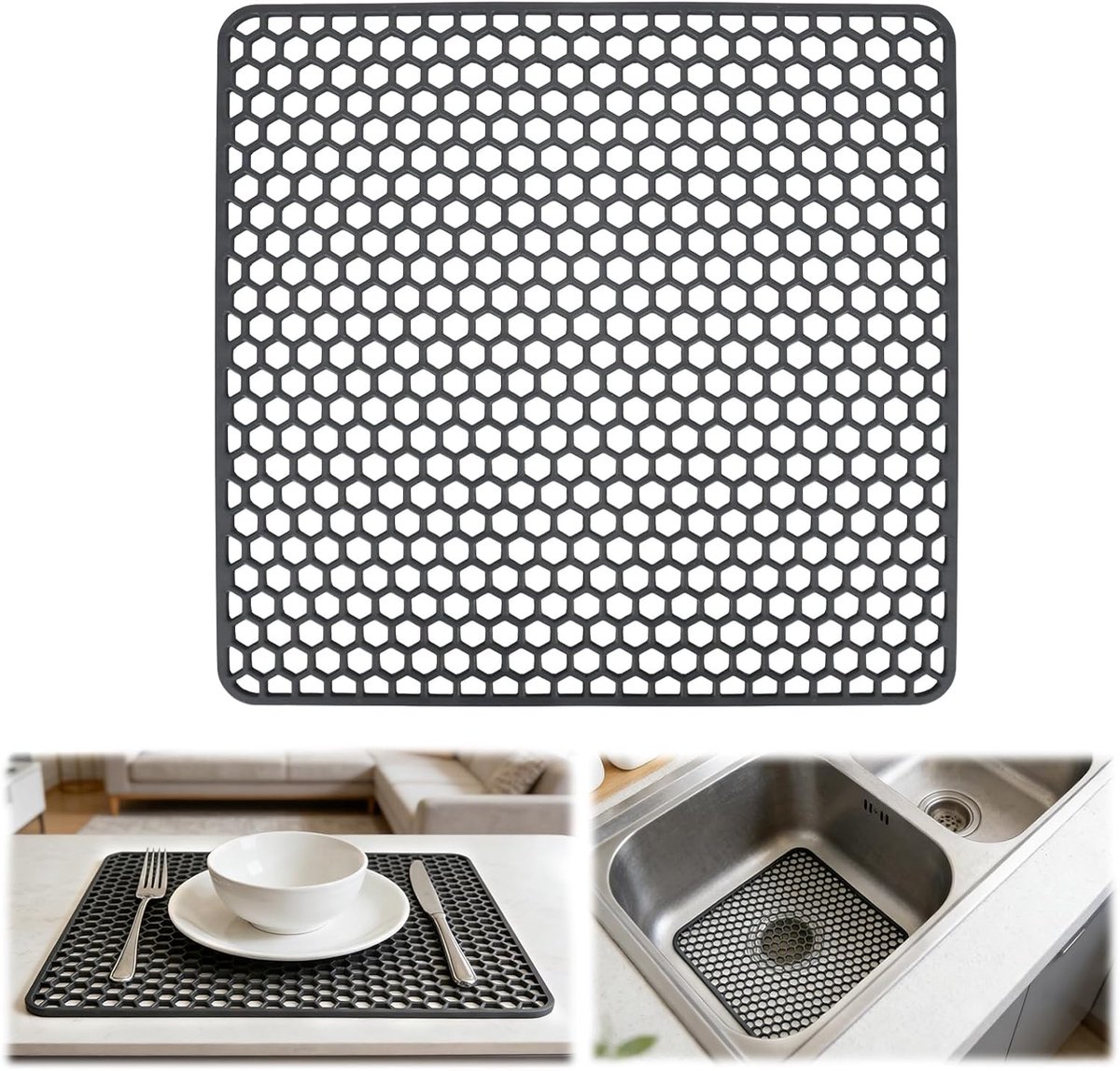 Afvoer Mat Silicone 30,5 x 30,5 cm - Opvouwbaar - Antislip - Bescherming voor keramische en roestvrijstalen gootstenen - ShopVlot