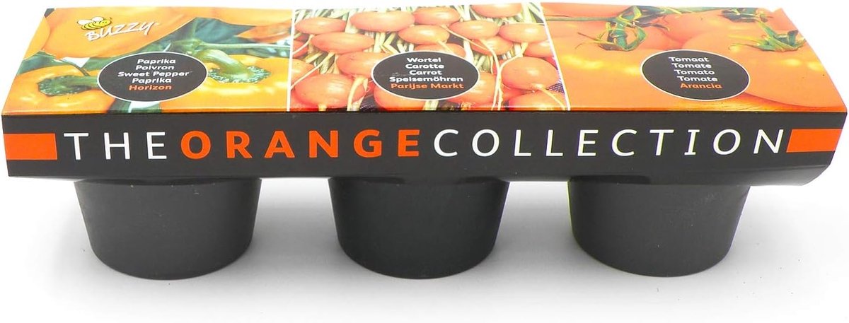 Saaien set keramiek oranje - 3 potten - met zaden tomaten, paprika, wortelen - perfect voor tuinliefhebbers - ShopVlot