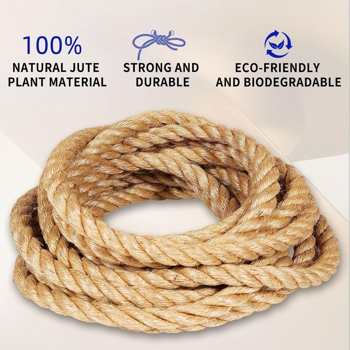 Henneptouw 15m x 30mm - Natuurlijke jute draad - Robuust en duurzaam - Perfect voor decoraties - ShopVlot