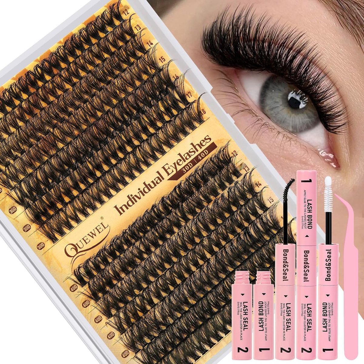 Eyelash extensions 280 pack 30+40D - gemengde lengtes 12-18 mm - dichte wimpers met lijm - perfect voor volume - ShopVlot