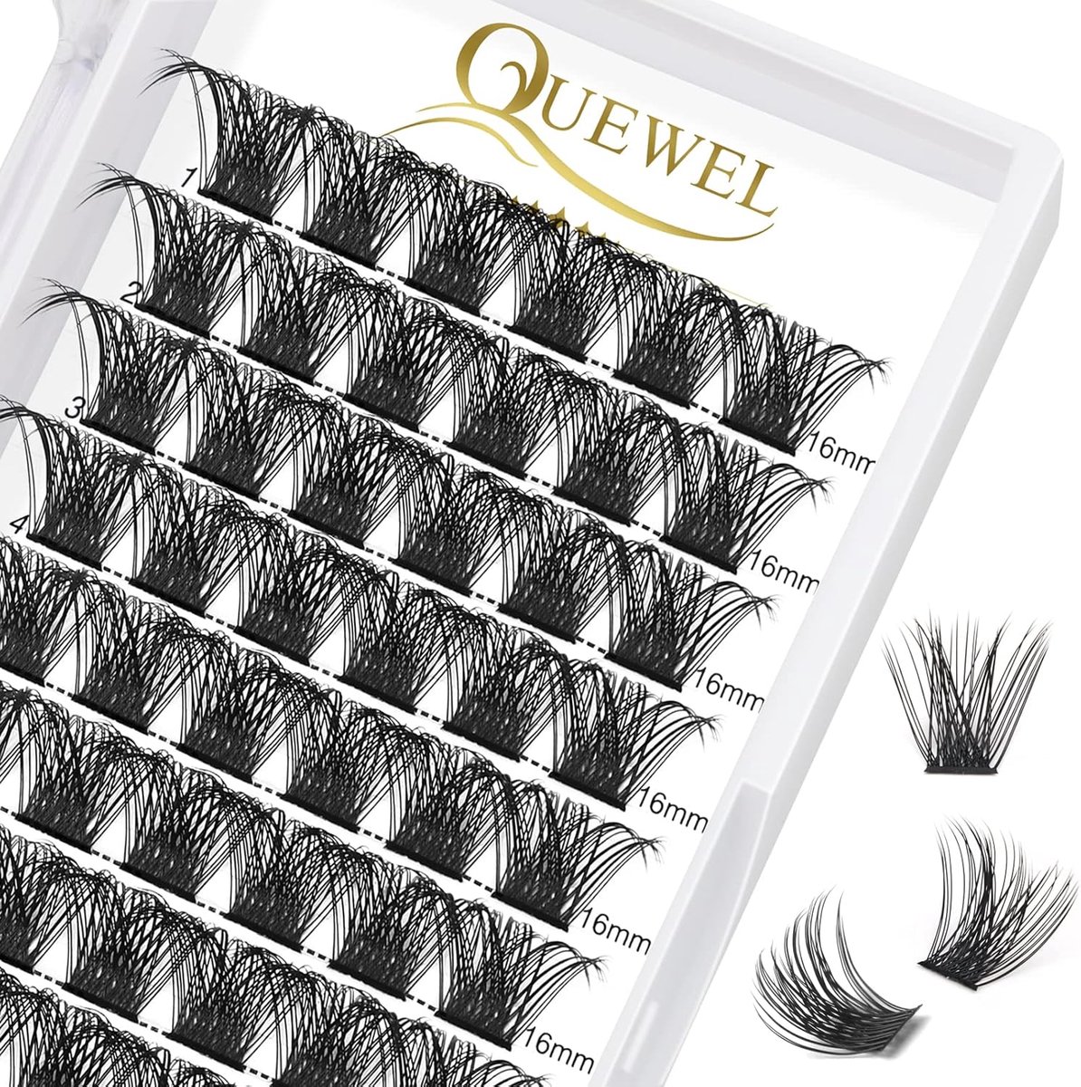 Individuele Wimpers Cluster Wimpers Mega C Curl 16mm - Natuurlijke Look - Eenvoudig in gebruik - ShopVlot