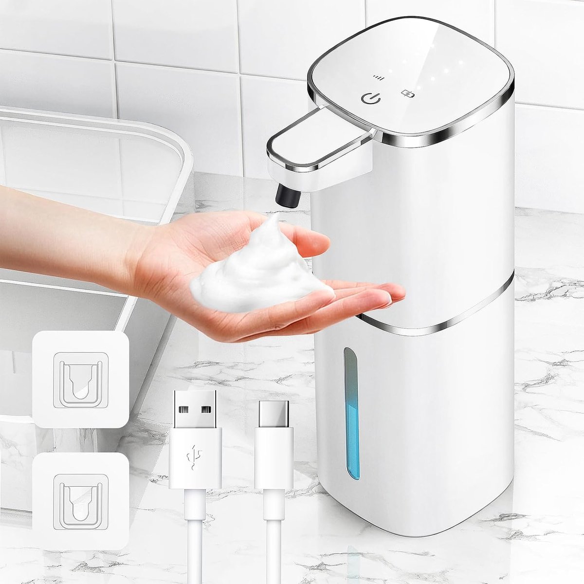 Automatische zeepdispenser wit - F-Schiuma - Sensor bediening - Hygiënisch en gebruiksvriendelijk - ShopVlot