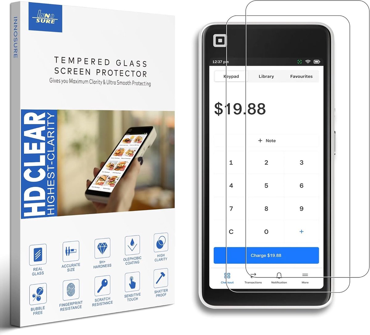 Pantserglas schermbescherming 6,2 inch - set van 2 - krasbestendig - optimale bescherming voor POS-apparaat - ShopVlot