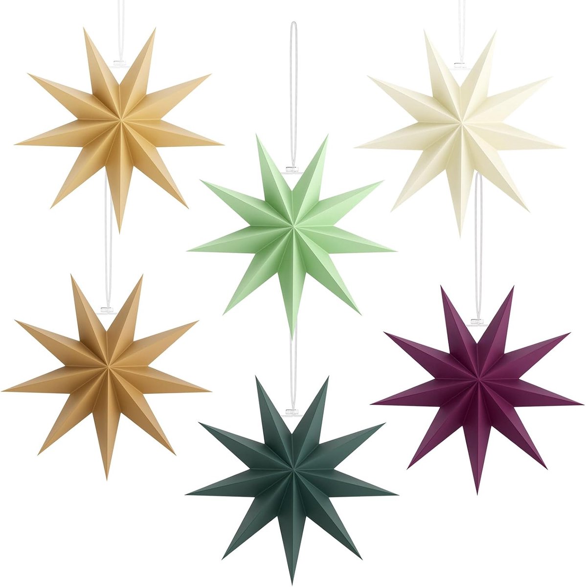 Papieren sterren set 30 cm - 9-puntige vouwsterren - multicolor - voor kerstdecoratie - ShopVlot