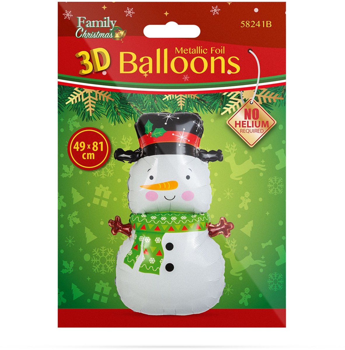 Kerstballonnen - aluminiumfolie - Sneeuwpop - 81 x 49 cm 1 Stuks [58241B]