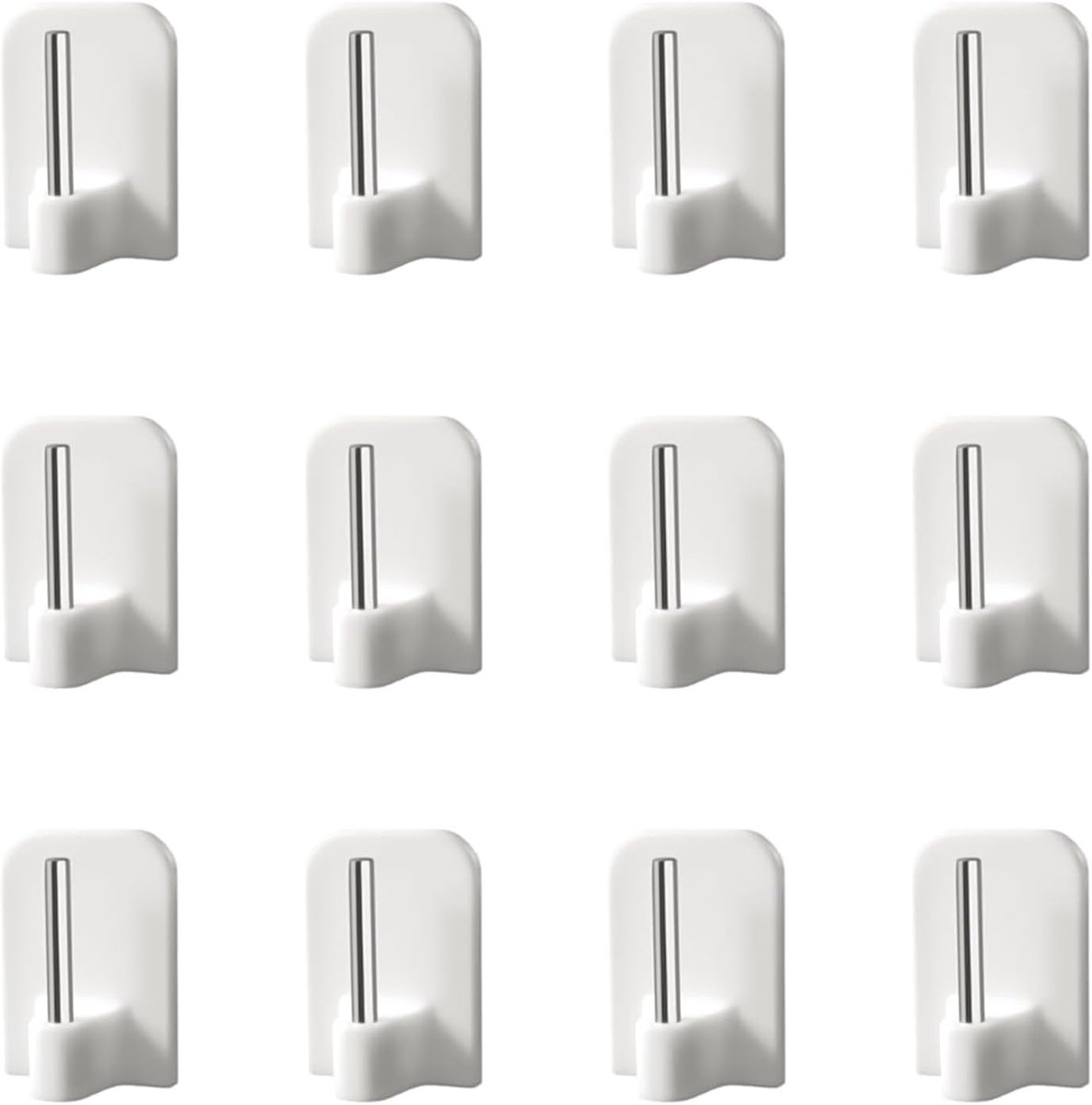 Zelfklevende gordijnhaken 12 stuks - kunststof met metalen staaf - geen boren nodig - eenvoudig te installeren - ShopVlot
