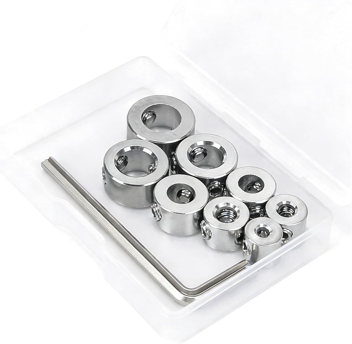 Boorgatdiepte stopring set 8-delig - verstelbare ringpositioneerder - voor houtboormachines van 3-10mm - ShopVlot