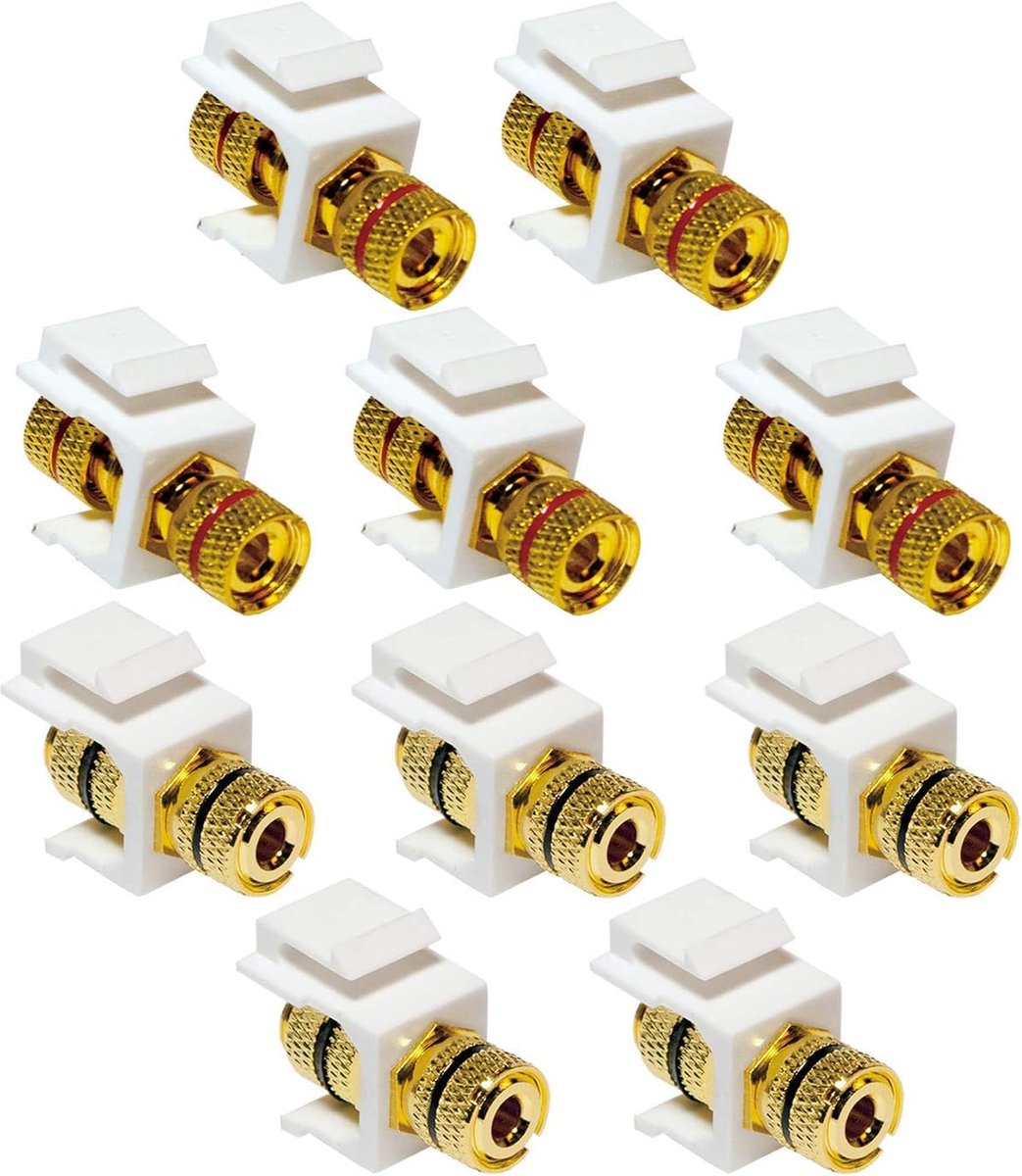 Keystone Jack Module Set - 5x zwart en 5x rood - audio kabel - eenvoudig aansluiten - ShopVlot