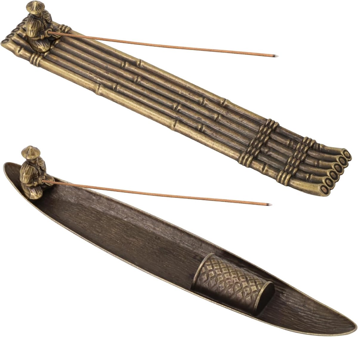 Wierookstokjeshouder set van 2 - bamboe en elegant design - asvangers voor meditatie - ShopVlot