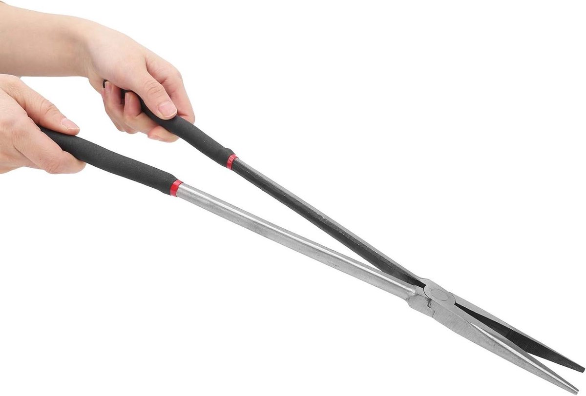 Lange Tang - Puntneus Tang Reparatiegereedschap - Werken in Kleine Ruimtes - Dubbel Geblust Klemkop - 400 mm - Grijs