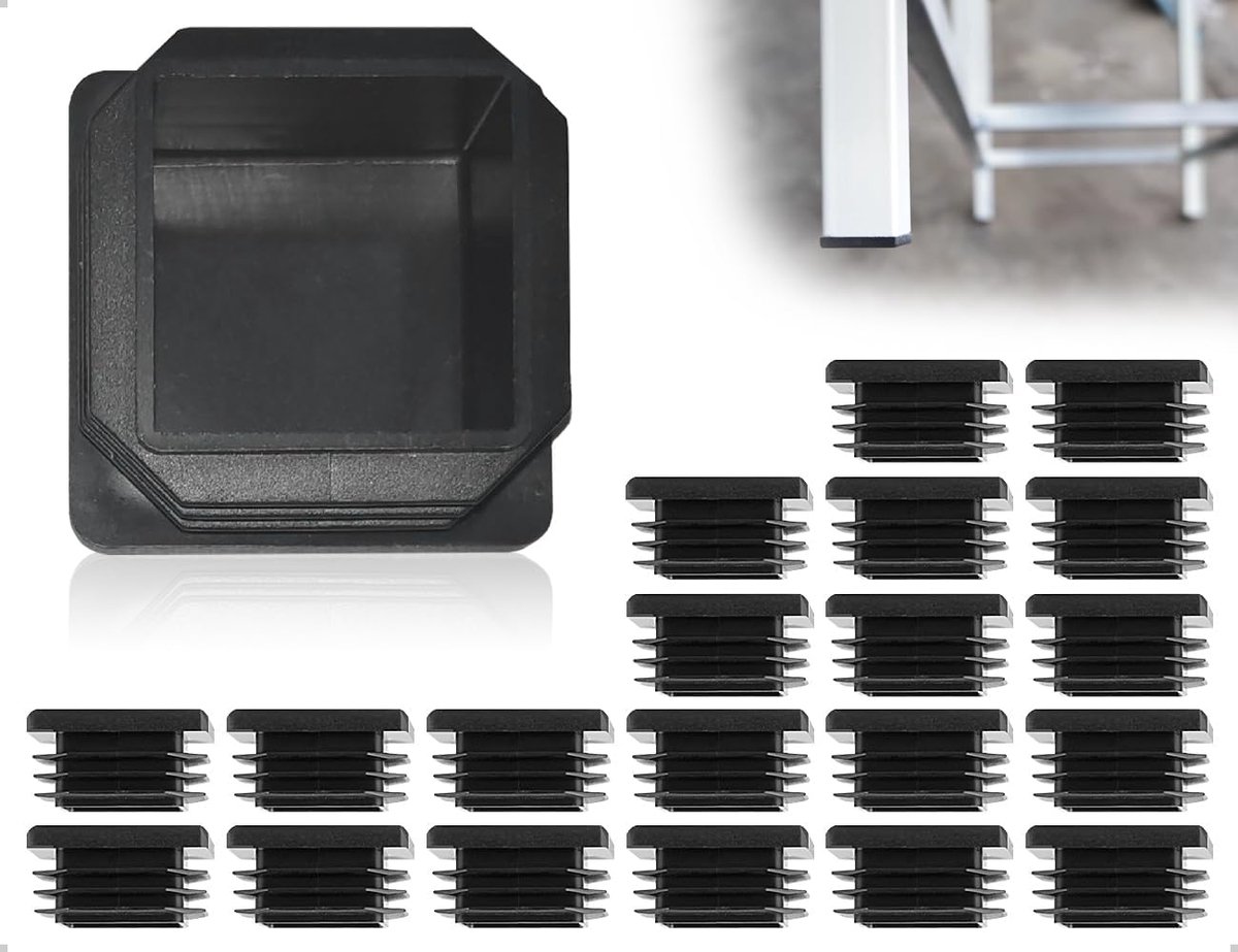 Tube caps 30 x 30 mm - zwarte plastic eindkappen - voor vierkante buizen - biedt een nette afwerking - ShopVlot