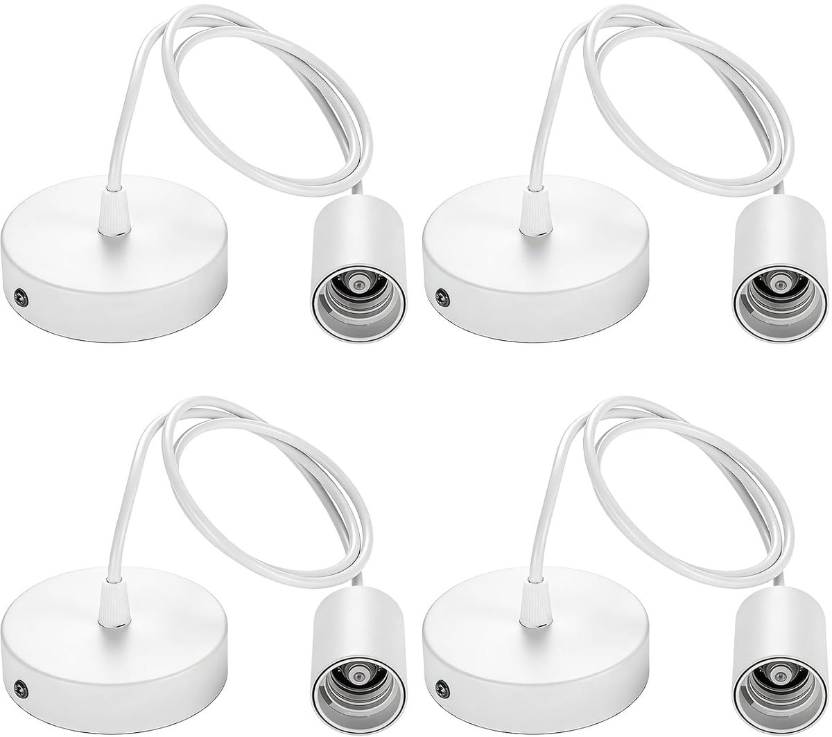 Lamphouder E27 - 4 stuks met bevestigingsring - ijzer - hoogte verstelbare kabel voor moderne woonruimtes - ShopVlot