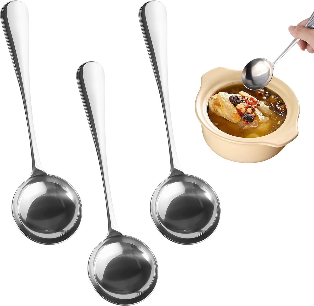 Sauslepels 20cm - Roestvrij staal - Gepolijst - Duurzaam voor bouillon serveren - ShopVlot
