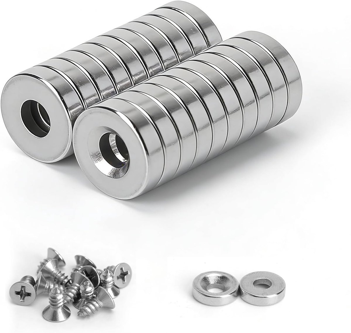 Neodymium magneten 10 x 3 mm - extra sterk met doorloopgat - compacte ronde magneet - perfect voor hout en metaal - ShopVlot
