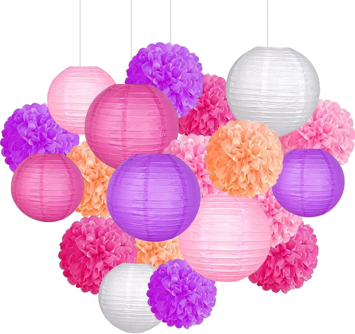 Papieren lantaarns 15 stuks - kleurrijk - opvouwbaar en herbruikbaar - feestdecoratie voor bruiloft - ShopVlot