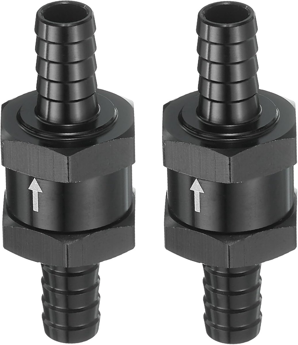 2 stuks 10 mm (3/8 inch) brandstof terugslagklep wegwerp terugslagventiel aluminiumlegering stuuraccessoires voor benzine, diesel, gas, olie, lucht, water, zwart