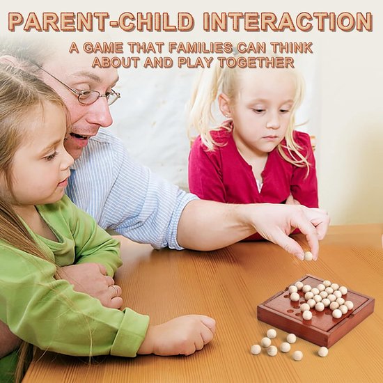 Houten Mini-Reisspellen, klassieke houten bordspellen, eenpersoonsspellen, kinderpuzzelspeelgoed, binnenparty bijeenkomst tafelbladpuzzelspel (Jump All but one) van houten — afbeelding 3
