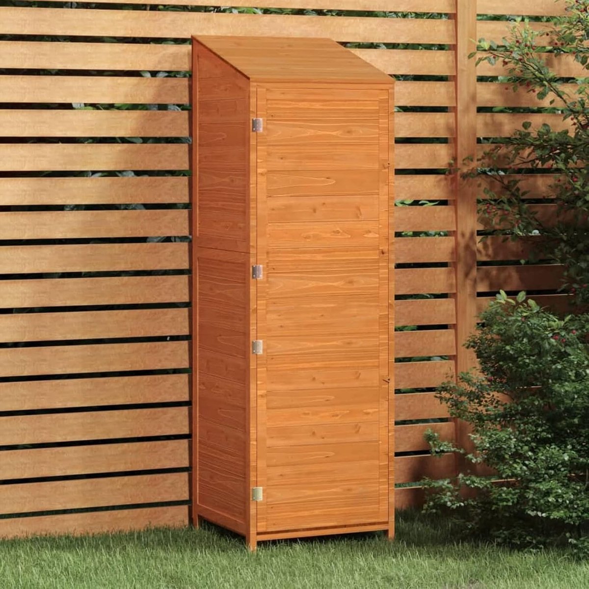 Tuinschuur, wandmontage, verzinkt staal, tuinhuis met deur, opbergoplossing voor buiten, gereedschapsopbergdoos, 55 x 52 x 174,5 cm