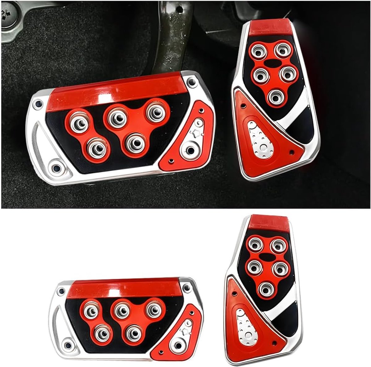 2 stuks autopedaal, autoremvoeringpedaal voor voertuigen, auto brandstof versneller, rem, pedaalafdekking, automatische pedalen, auto-accessoires, rem, voetsteun (rood)