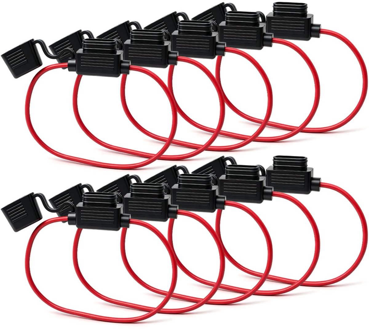 10 stuks Inline Zekeringshouder 16AWG, Waterdichte Automotive Zekeringshouder voor Standaard Grootte Autoverzekering