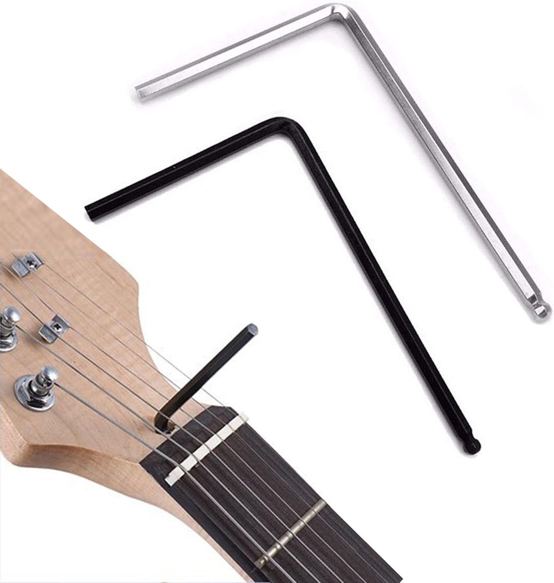 2 Stuks Gitaarsleutel, Metalen Sleutels Gereedschap 4 mm / 5 mm Kogelkop voor Martin Akoestische Gitaar Kogeluiteinde, Truss Rod Wrench Tool, Martin Guitar Neck Wrench Tool