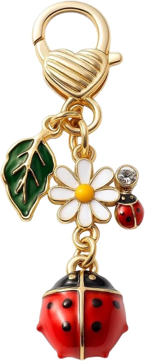 Sleutelhanger 1 stuk, madeliefjesmotief, kristallen accent & D-ring, duurzaam accessoire, ideaal bedankcadeau voor natuurliefhebbers en dames