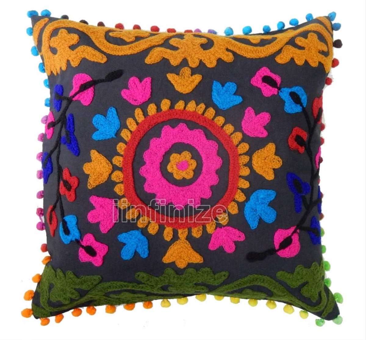 Kussenhoes 40x40cm - Katoen - Suzani Borduurwerk - Decoratie voor sofa - SnelShoppen