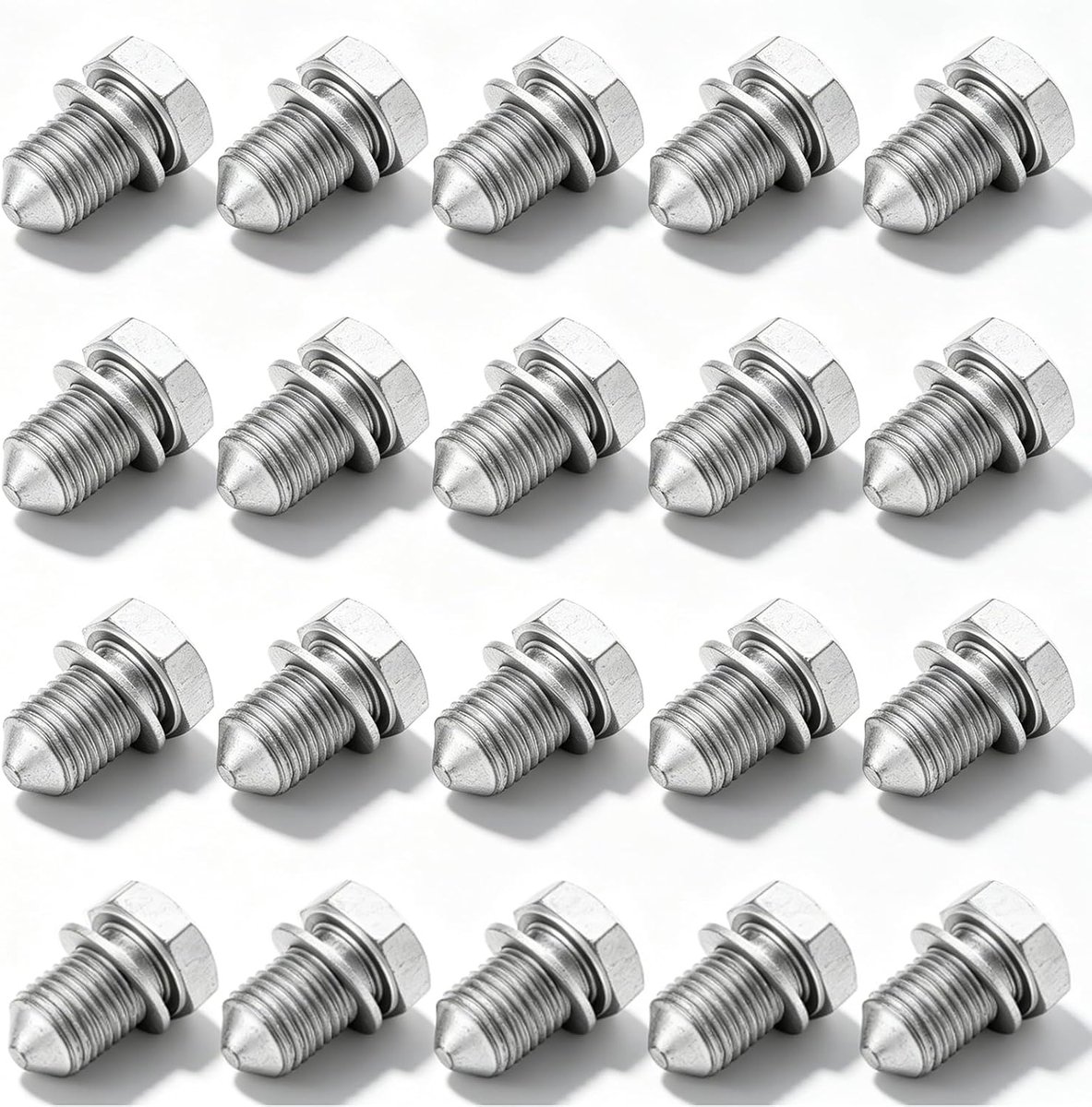 20 stuks olieafvoerschroef met afdichtring: schroefdraad lengte M14 x 1,5, olieschroef gelegeerd staal, olie-afvoerschroef compatibel met N90813202 voor oliekuip en auto's