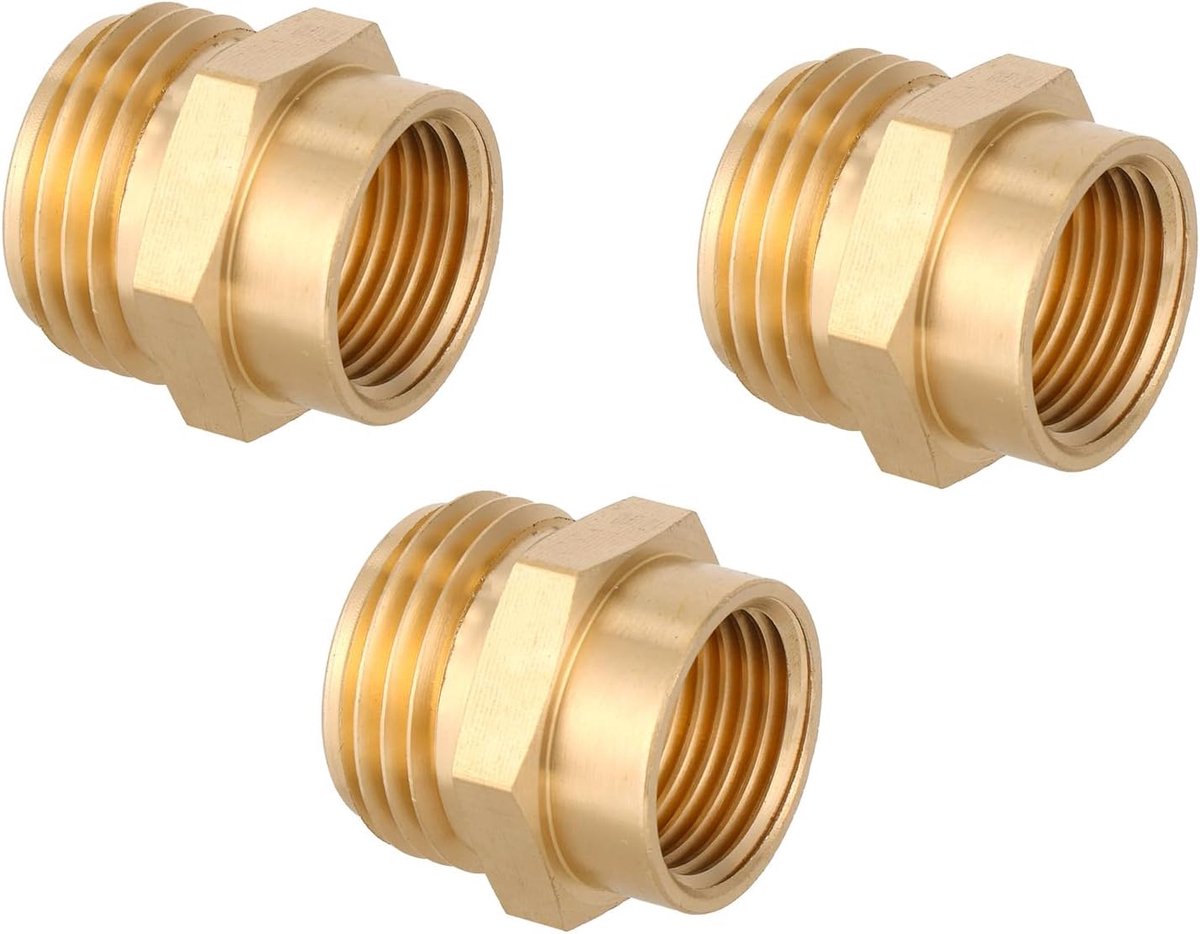 3st Messing Tuinslang Adapter, 1/2" NPT Vrouwelijk naar 3/4" GHT Mannelijk Tuinslang Verbinder Geen Lek Waterleiding Fittingen voor Buiten Irrigatie Loodgietersbenodigdheden Camper Gebruik
